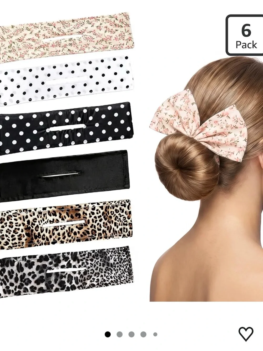 Source Unknown Black Polka Dot and Leopard Hair Bun Makers with Bow